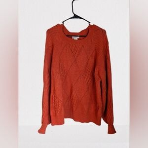 Chic Soul Women's Orange Cable Knit Sweater- 1X